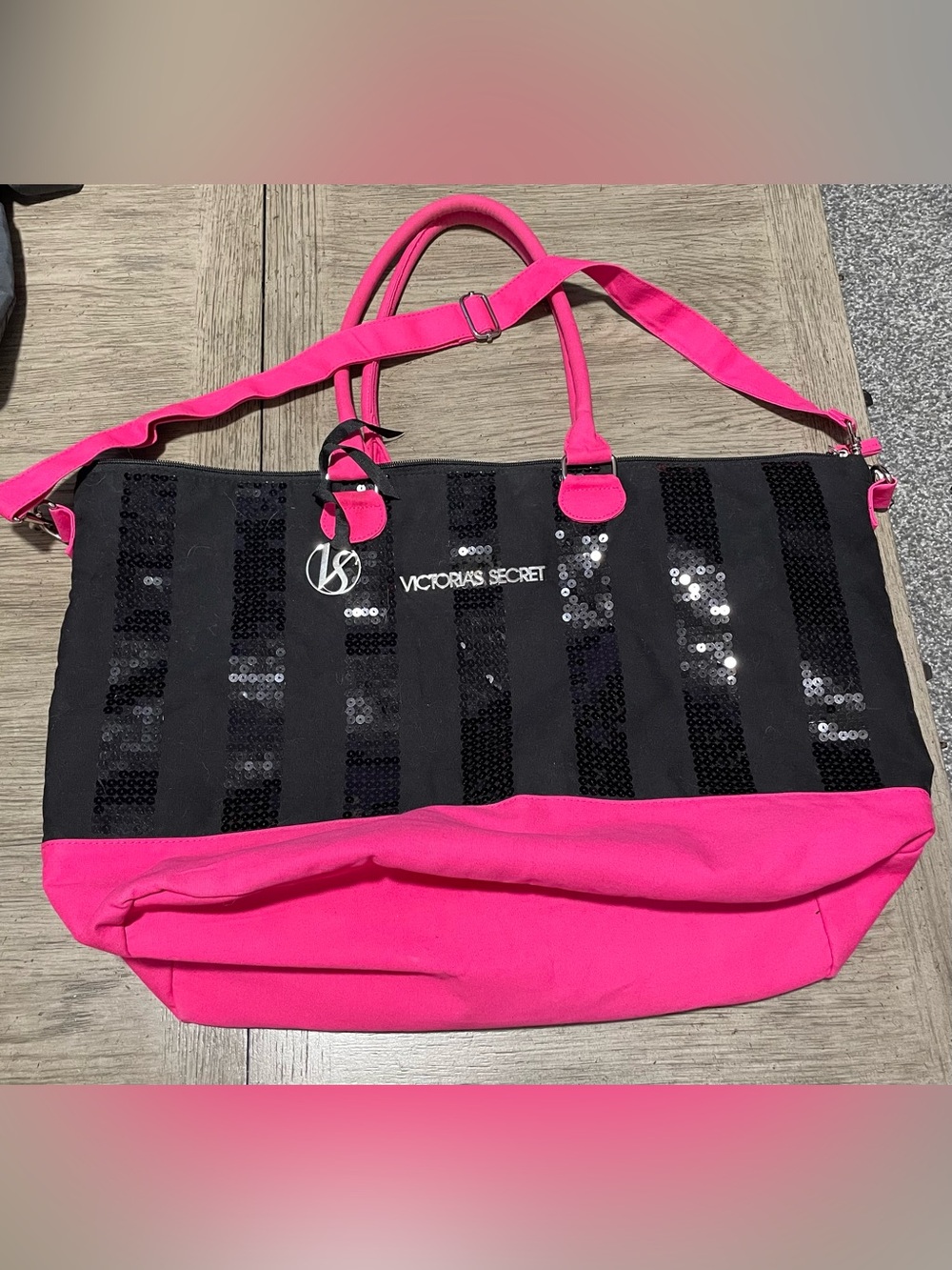 Victoria’s Secret large zippered sequin tote bag